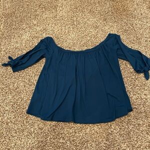 Susana Monaco Deep Blue Off-Shoulder Blouse